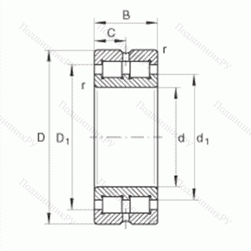 Подшипник роликовый радиальный SL 014964 от производителя  INA Подшипник роликовый радиальный SL 014964 от производителя  INA
