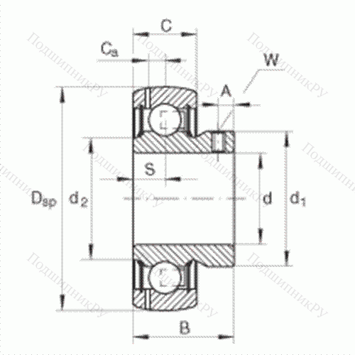 Подшипник шариковый закрепляемый GAY 12-NPP-B-FA 164 от производителя  INA Подшипник шариковый закрепляемый GAY 12-NPP-B-FA 164 от производителя  INA